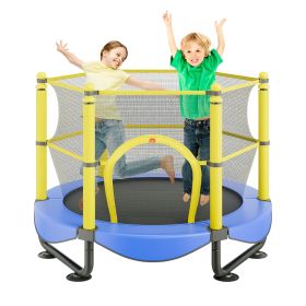 VEVOR 5FT Trampoline for Kids, 60" Indoor Outdoor Trampoline with Safety Enclosure Net, Basketball Hoop and Ocean Balls, Mini Toddler Recreational Tra