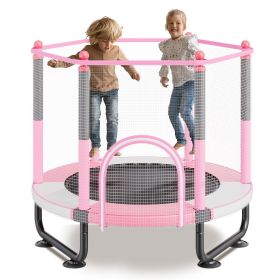 VEVOR 60" Kids Trampoline, 5FT Indoor Outdoor Trampoline, Mini Toddler Recreational Trampolinewith Safety Enclosure Net and Basketball Hoop, Birthday