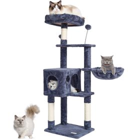 VEVOR Cat Tree for Indoor Cats, 45.2" Cat Tower with Cat Condo, Sisal Scratching Post, Hammock, Top Perch, Jumping Platforms, Large Cat House with Han
