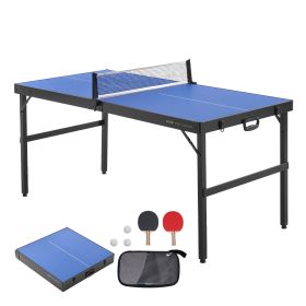 VEVOR Ping Pong Table, Mid-Size Table Tennis Game, Indoor MDF Table Tennis Table, Foldable Portable Complete Ping Pong Table Set with Net, 2 Paddles,