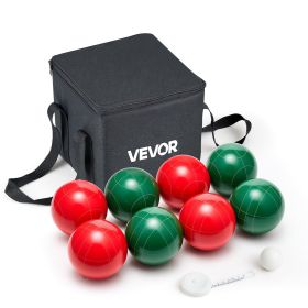 VEVOR Bocce Ball Set, 107 mm, with 8 Resin Balls, Pallino, Carrying Bag and Measuring Rope, Red and Green 2 Colors, for 2 to 8 Players, Bocce Ball Gam