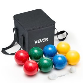 VEVOR Bocce Ball Set, 107 mm, with 8 Resin Balls, Pallino, Carrying Bag and Measuring Rope, Red/Green/Blue/Yellow 4 Colors, for 2 to 8 Players, Bocce