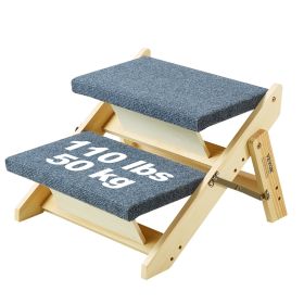 VEVOR Wooden Pet Steps, Convertible 2-in-1 Dog Stairs and Ramp for Beds, Sofas, and Vehicles, Supports Small to Large Animals up to 110 lbs, Foldable
