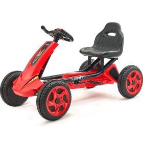 VEVOR Kids Pedal Go Kart, 4 Wheel Off-Road Pedal Go Cart Ride On Toy for Kids, Steering Wheel, Adjustable Seat, Non-slip Big Wheels, Outdoor Racer Rid