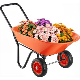 VEVOR Wheelbarrow Cart, 5 Cu. Ft. Load & 397 lbs Capacity, 2 Wheels Garden Dump Cart, Garden Wagon with Handle & 10" Wide Track Wheels, Easy Loading U