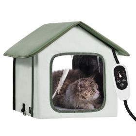 VEVOR Elevated Heated Cat House, Outdoor Kitty Shelter with Timer, 600D Oxford Cloth Foldable Cat Shelter with Heated Pad for Winter to Stay Warm and