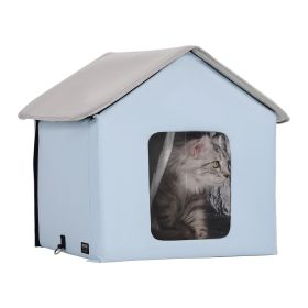 VEVOR Heated Cat House, Outdoor Kitty Shelter with Timer, 600D Oxford Cloth Foldable Cat Shelter with Heated Pad for Winter to Stay Warm and Cozy, Blu