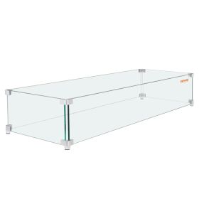 VEVOR Fire Pit Wind Guard, 38 x 10.5 x 6 Inch Glass Wind Guard, Rectangular Glass Shield, 0.3" Thick Fire Table, Clear Tempered Glass Flame Guard, Ste