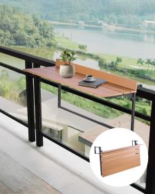 VEVOR Balcony Hanging Table, 15 x 39 in Folding Balcony Railing Table, Outdoor Balcony Bar Table for Railings, 5-Level Adjustable, Fit Railing from 1"