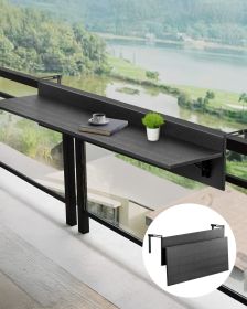 VEVOR Balcony Hanging Table, 12 x 32 in Folding Balcony Railing Table, Outdoor Balcony Bar Table for Railings, 50 lbs Loading, Fit Railing from 1" to