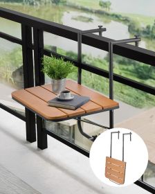 VEVOR Balcony Hanging Table, 25 x 24 in Folding Balcony Railing Table, Outdoor Balcony Bar Table for Railings, 4-Level Adjustable, Fit Railing from 1"