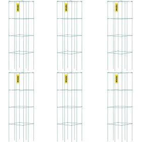 VEVOR Tomato Cages, 14.6" x 14.6" x 39.4", 6 Packs Square Plant Support Cages, Green PVC-Coated Steel Tomato Towers for Climbing Vegetables, Plants, F