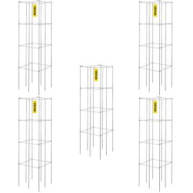 VEVOR Tomato Cages, 11.8" x 11.8" x 46.1", 5 Packs Square Plant Support Cages, Silver PVC-Coated Steel Tomato Towers for Climbing Vegetables, Plants,