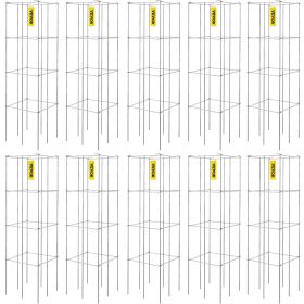 VEVOR Tomato Cages, 11.8" x 11.8" x 46.1", 10 Packs Square Plant Support Cages, Silver PVC-Coated Steel Tomato Towers for Climbing Vegetables, Plants,