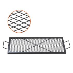 VEVOR X-Marks Fire Pit Grill Grate, Rectangle Cooking Grate, Heavy Duty Steel Campfire BBQ Grill Grid with Handle & Support X Wire, Portable Camping C
