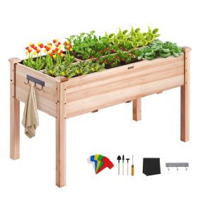 VEVOR Raised Garden Bed, 3.9 x 1.9 x 2.5 ft Wooden Planter Box, Elevated Outdoor Planting Boxes with Legs, for Growing Flowers/Vegetables/Herbs in Bac