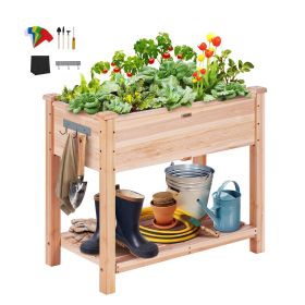 VEVOR Raised Garden Bed, 34 x 18 x 30 in Wooden Planter Box, Elevated Outdoor Planting Boxes with Legs, for Growing Flowers/Vegetables/Herbs in Backya