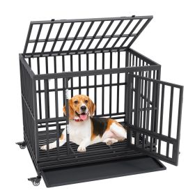 VEVOR 42 Inch Heavy Duty Dog Crate, Indestructible Dog Crate, 3-Door Heavy Duty Dog Kennel for Medium to Large Dogs with Lockable Wheels and Removable