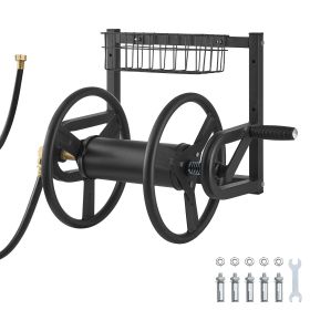 VEVOR Wall Mounted Garden Hose Reel, Holds 125 ft 5/8-inch Hose, Heavy-Duty Water Hose Winder, Space-Saving Design, Outdoor Manual Reel with Brass Fit