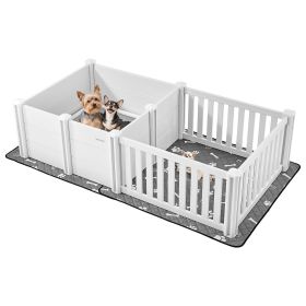 VEVOR Dog Whelping Box, 73x38x19.7 in, Plastic Dog Whelping Pen with Adjustable Height Door, Puppy Playpen with Waterproof Pee Pad, Easy to Clean, Dur