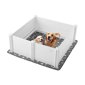 VEVOR Dogs Whelping Box, 48 x 48 x 18.1 inch, Plastic PVC Puppies Playpen with Height Adjustable Door and Washable Pee Pad, Anti-Deformation Indoor Pu