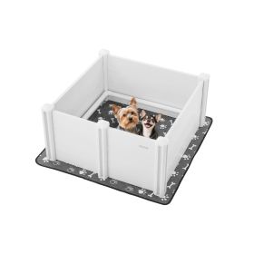 VEVOR Dogs Whelping Box, 38.6 x 38.6 x 18.1 inch, Plastic PVC Puppies Playpen with Height Adjustable Door and Washable Pee Pad, Anti-Deformation Indoo