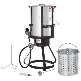 VEVOR Turkey Deep Fryer, 30-qt Turkey Fryer Boiler Steamer Cooker Set, Outdoor Aluminum Seafood Frying Pot, 54,000 BTU Burner Propane Gas Boiler, Incl