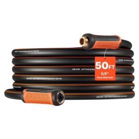 VEVOR Garden Hose, 50 ft 5/8" Heavy Duty 4-Layer Rubber Water Hose, 150PSI Working & 600PSI Burst, Flexible & Non-kink Outdoor Waterhose with 3/4" Fit
