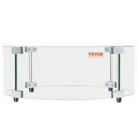 VEVOR Fire Pit Wind Guard, 29 x 8 inch Round Glass Flame Shield, 0.24-Inch Thick Fire Table Accessory, Clear Tempered Glass Flame Guard for Propane, G