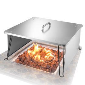 VEVOR Fire Pit Heat Deflector, 25.4x25.4x14.6 inch Square Outdoor Burner Cover, Stainless Steel Bonfire Camping Wood Burning, Push Heat Down and Out w