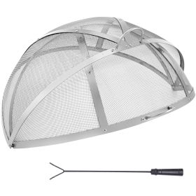 VEVOR Firepit Spark Screen Lid, 30" Diameter, Outdoor Firepit Ring Cover Round Accessories, Fire Pit Metal Cover, Easy-Opening Stainless Steel Fire Ri