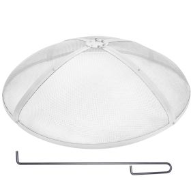 VEVOR Fire Pit Spark Screen Round 30", Reinforced Heavy Duty Steel Metal Cover, Outdoor Firepit Lid, Easy-Opening Top Screen Covers Round with Ring Ha