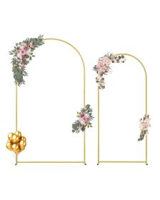 VEVOR Wedding Arch Backdrop Stand, 7.2FT & 6FT, Set of 2 Stand with Case Connection & Chassis Crossbar Design, Easy-to-Assemble Gold Stand with Premiu