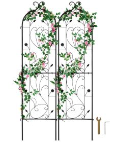 VEVOR Garden Trellis for Climbing Plants, 60 x 15 in, 2 Packs Rustproof Metal Garden Flower Trellis, Outdoor Climbing Rose Trellis Cucumbers Support,