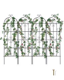 VEVOR Garden Trellis for Climbing Plants, 71 x 20 in, 4 Packs Rustproof Metal Garden Flower Trellis, Outdoor Climbing Rose Trellis Cucumbers Support,