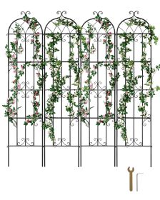 VEVOR Garden Trellis for Climbing Plants, 87 x 20 in, 4 Packs Rustproof Metal Garden Flower Trellis, Outdoor Climbing Rose Trellis Cucumbers Support,