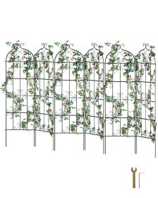 VEVOR Garden Trellis for Climbing Plants, 71 x 20 in, 6 Packs Rustproof Metal Garden Flower Trellis, Outdoor Climbing Rose Trellis Cucumbers Support,