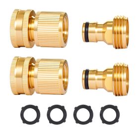 VEVOR Garden Hose Quick Connect, 3/4 inch Male & Female, 200 PSI Heavy Duty Solid Brass Quick Connector, 2 Sets Garden Hose Fitting, No Leak Water Hos