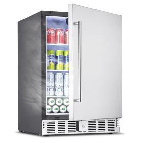 VEVOR 24 inch Indoor/Outdoor Beverage Refrigerator, 185QT Undercounter or Freestanding Beverage Fridge, 175 Cans Built-in Beer Fridge with Metal Plate