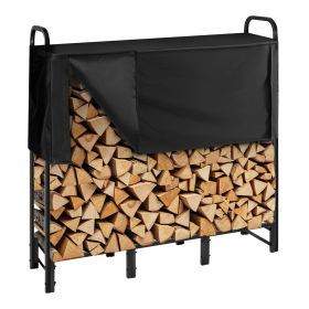 VEVOR Firewood Rack with Waterproof Cover, 4 ft Outdoor Firewood Holder, 1/4 Cord Storage Metal Log Holder, 400lb Max Weight Capacity, Top Covered, Po