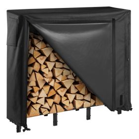 VEVOR Firewood Rack with Waterproof Cover, 4 ft Outdoor Firewood Holder, 1/4 Cord Storage Metal Log Holder, 400lb Max Weight Capacity, Full Covered, P