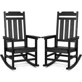 VEVOR 2 Pcs Porch Rocker, HIPS Outdoor Rocking Chair, High Back Patio Rocking Chair with Smooth Armrests, Supports up to 400 lbs, for Garden, Balcony,