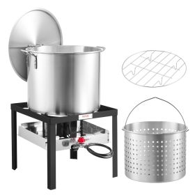 VEVOR 80 Qt Seafood Boiling Kit with Strainer, Outdoor Seafood Boil Pot and Basket, Cooking Set for Crab Crawfish Lobster Boiling, Aluminum Stockpot w