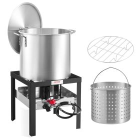 VEVOR 100 Qt Seafood Boiling Kit with Strainer, Outdoor Seafood Boil Pot and Basket, Cooking Set for Crab Crawfish Lobster Boiling, Aluminum Stockpot