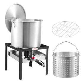 VEVOR 60 Qt Seafood Boiling Kit with Strainer, Outdoor Seafood Boil Pot and Basket, Cooking Set for Crab Crawfish Lobster Boiling, Aluminum Stockpot w