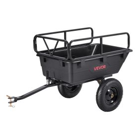 VEVOR Garden Utility Trailer, 10 Cu. Ft 500lbs, ATV UTV Hauling Trailer, Tow Behind Poly Dump Cart with 16" Tires, Hand Pull or Foot Pedal, Heavy Duty