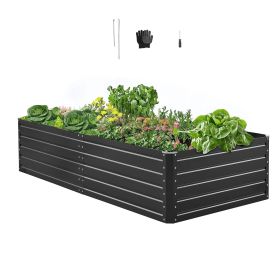 VEVOR Metal Raised Garden Bed, 6.7 x 3 x 1.5 ft Outdoor Galvalume Planter Garden Box, Open Bottom Design, Large Planter Raised Bed for Growing Vegetab