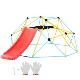 VEVOR Climbing Dome, for Kids 3 to 9 Years Old, 8FT Geometric Dome Climber with Slide,Jungle Gym Supports 600LBS and Easy Assembly, with Climbing Grip