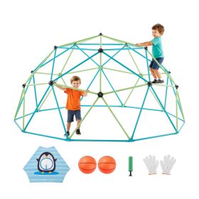 VEVOR Climbing Dome, 10FT Geometric Dome Climber for Kids, 1000LBS Loading Jungle Gym Playground with Octopus Net & 2 Basketballs, Easy-Assembly Outdo