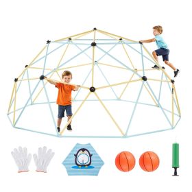 VEVOR Climbing Dome, 10FT Geometric Dome Climber, 1000LBS Loading Jungle Gym Playground with 2 Basketballs & Octopus Net, Easy-Assembly Outdoor Backya